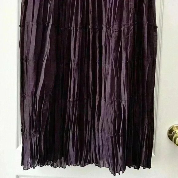 Vintage Maxi  Skirt Blouse 2PC Set Plisse Pleated Purple Metallic 22/24W NEW - Picture 11 of 16